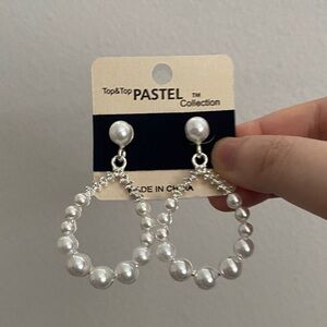 Pastels Pearl Hoop Drop Earrings in White